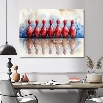 Red And Blue Bowling Split Decision - Bowling Canvas Wall Art